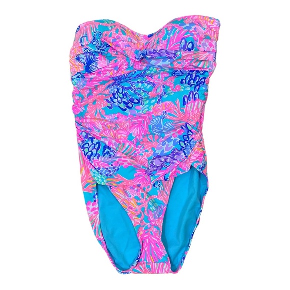Lilly Pulitzer Flamenco Swimsuit Splendor in the Sand Sz 10 Bathing Suit - Picture 4 of 10